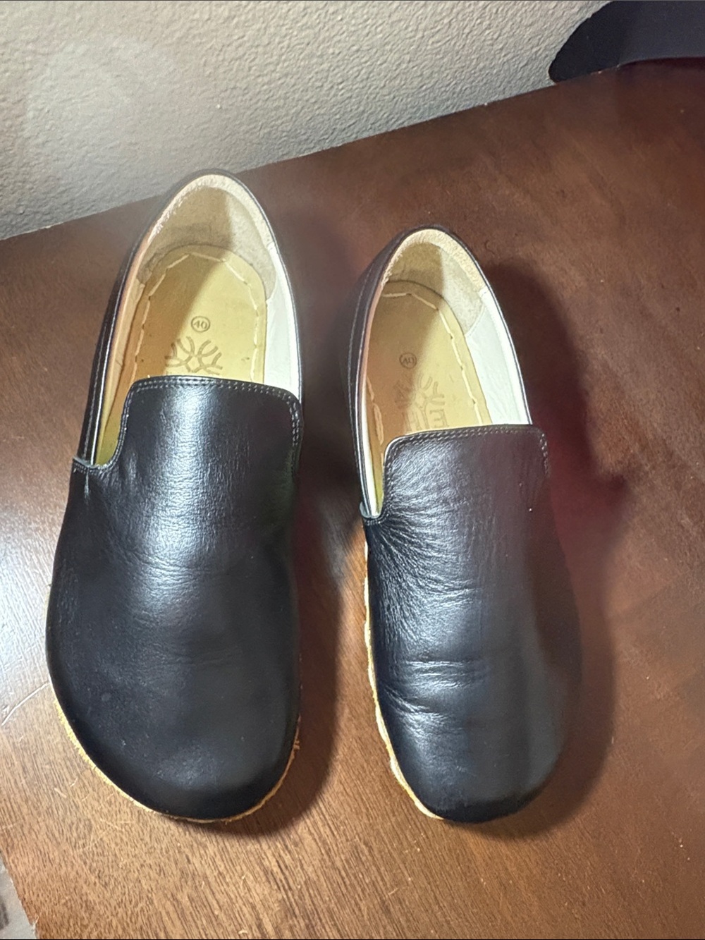 Women's Black Slip-On Leather Loafers